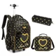 thumbnail image 1 of Children's School Backpack with Wheels Kids Wheeled School Bag Teenagers Bag Girls Canvas Backpack Travel Luggage Trolley Bags, 1 of 3