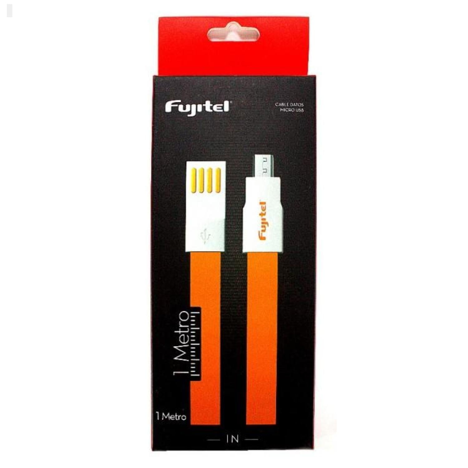 Cable Fujitel Usb A Micro Usb - 1mt Plano Imantado Naranjo