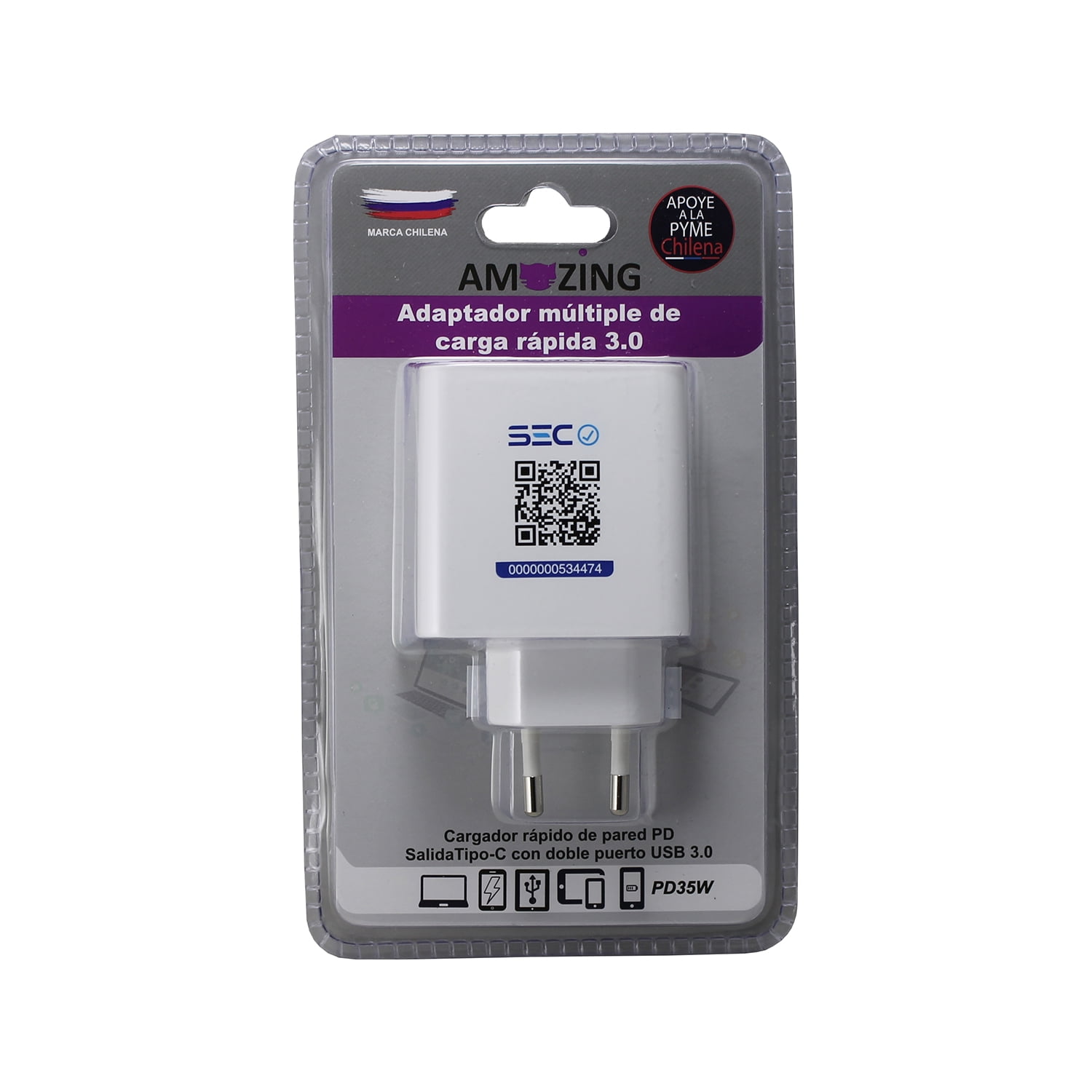Amazing - Cargador Ultra Rápido 3.0 / 2 Usb - 1 C