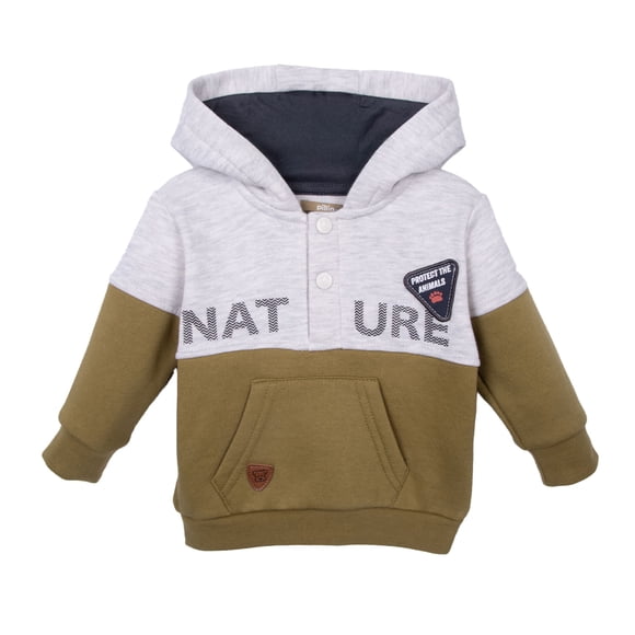 Polerón Bebé Niño con Gorro y Bolsillo Delantero Verde