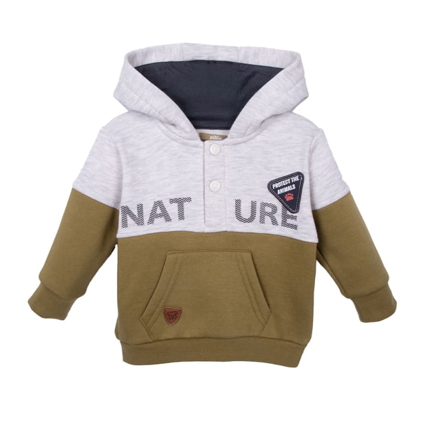 Polerón Bebé Niño con Gorro y Bolsillo Delantero Verde
