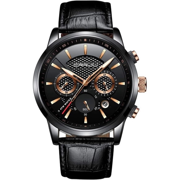 Reloj CRRJU Cronógrafo Hombre 2212 Cuero Resistente al Agua