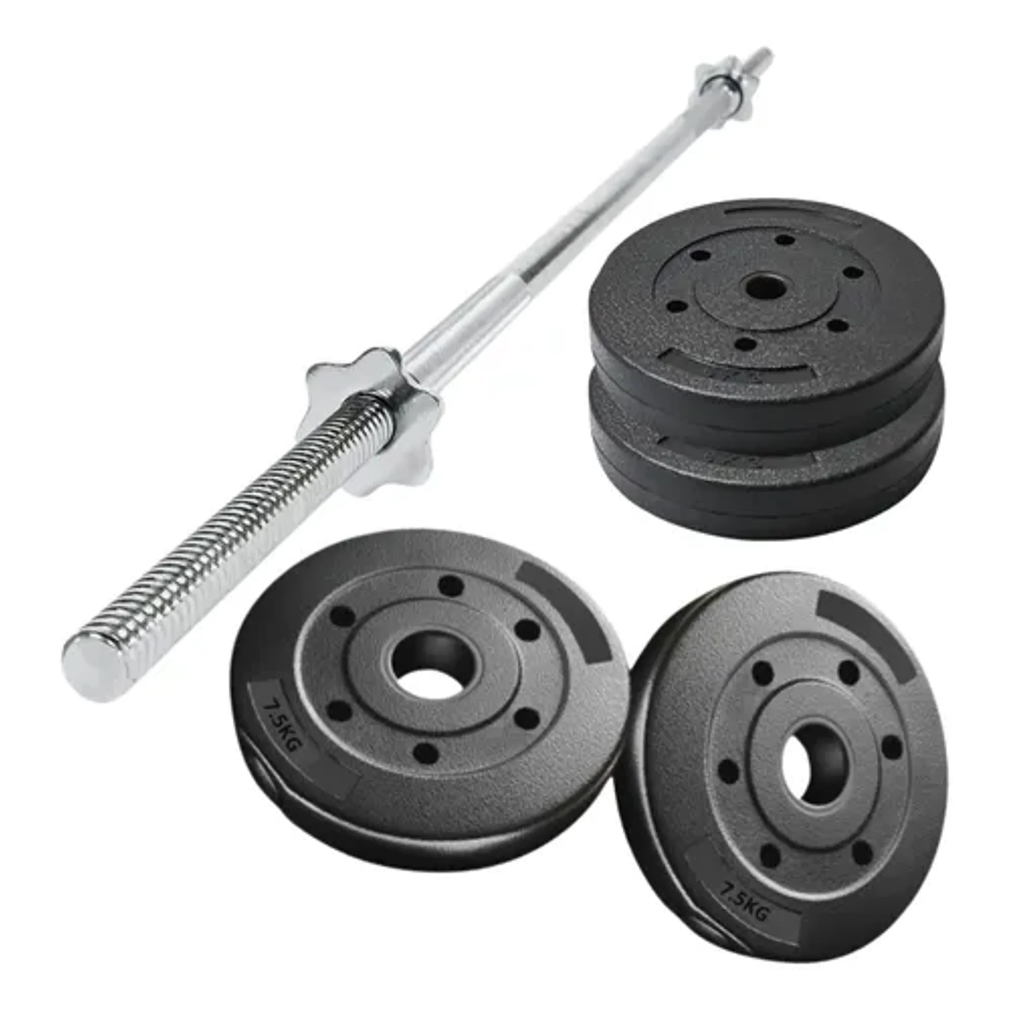 Linea Sport - Pack Barra Preolímpica 120cm Cromada +25 Kg En Discos Pvc