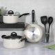 thumbnail image 3 of Juego de utensilios de cocina Oster 7 piezas de aluminio antiadherente blanco moteado, 3 of 6