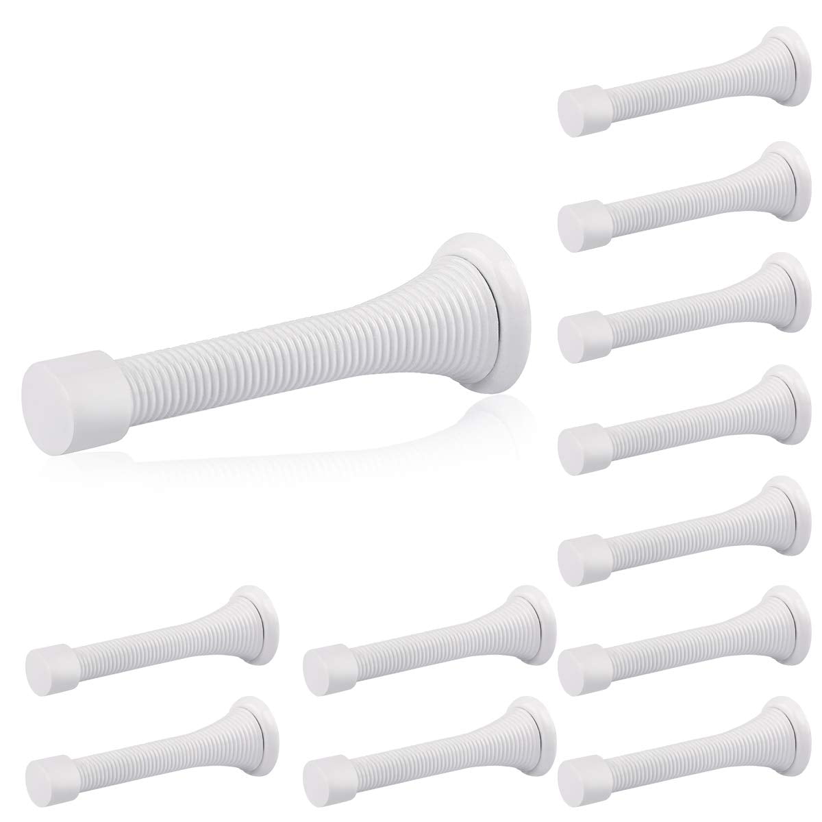Tope De Puerta Homotek De 8 Cm, Resorte Flexible, Blanco, Paquete De 12