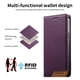 thumbnail image 4 of Funda Tipo Cartera de Cuero Sintético para Samsung Galaxy S26 Plus Bloqueo RFID, con Ranuras para Tarjetas y Bolsillo para Efectivo, Cierre Magnético Fuerte Morado, 4 of 6
