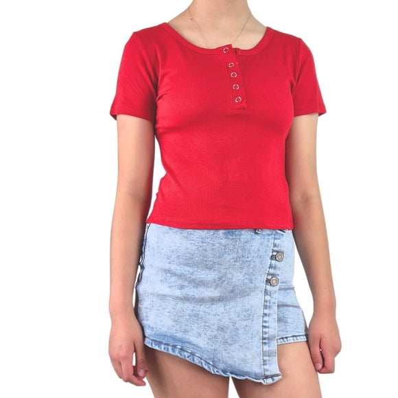 Top Acanalado Mujer Polera Manga Corta Fashion 061