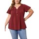 thumbnail image 1 of GRACE & GRANDEUR Blusa de Mujer Tallas Grandes con Pliegues al Frente, Mangas con Volantes, Cuello con Botón, Estilo Casual Elegante, Talla 1X Burdeos, 1 of 6