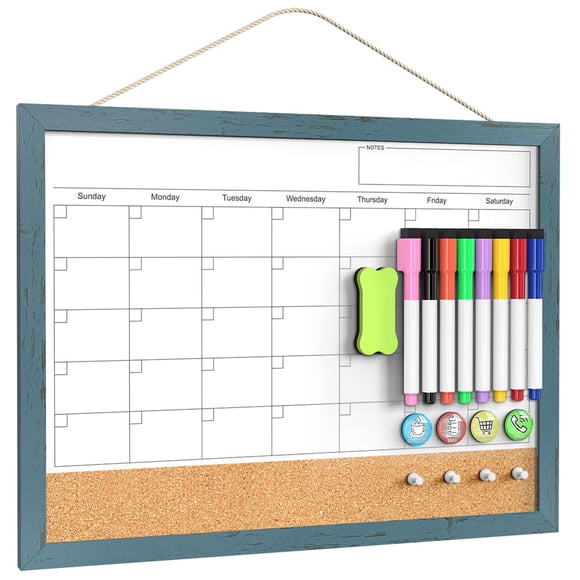 Calendario De Pizarra Blanca Y Corcho Para Pared 43x33 Cm