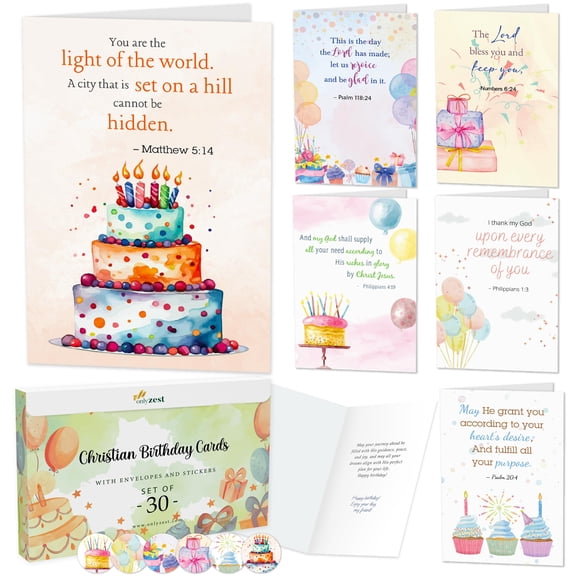 Tarjetas de cumpleaños Only Zest pack de 30 (4x6) con pegatinas