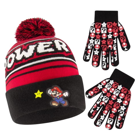 Set De Gorro De Invierno Y Guantes Para Niños Nintendo Super Mario De 4 A 7 Años