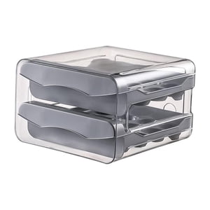 Magideal - Caja De Almacenamiento Para Puerta De Refrigerador, 32 Rejillas, Tipo Cajón De Doble Capa, Reutilizable, 22,5X21,5X14Cm, Organizador De Refrigerador C Gris