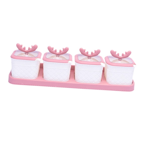Juego De 4 Tarros Para Condimentos, Azucareros Y Tapas Para Bufés, Saleros Y Encimeras De Cocina, Color Rosa Y Blanco