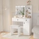 thumbnail image 1 of Vanity Desk with Lights, Vanity Set with Mirror, Makeup Vanity Desk with Large Drawers & Three Level Storage Dreeser, Vanitys/Vanities with 3 Lights Brightness Adjustable for Bedroom, White, 1 of 3