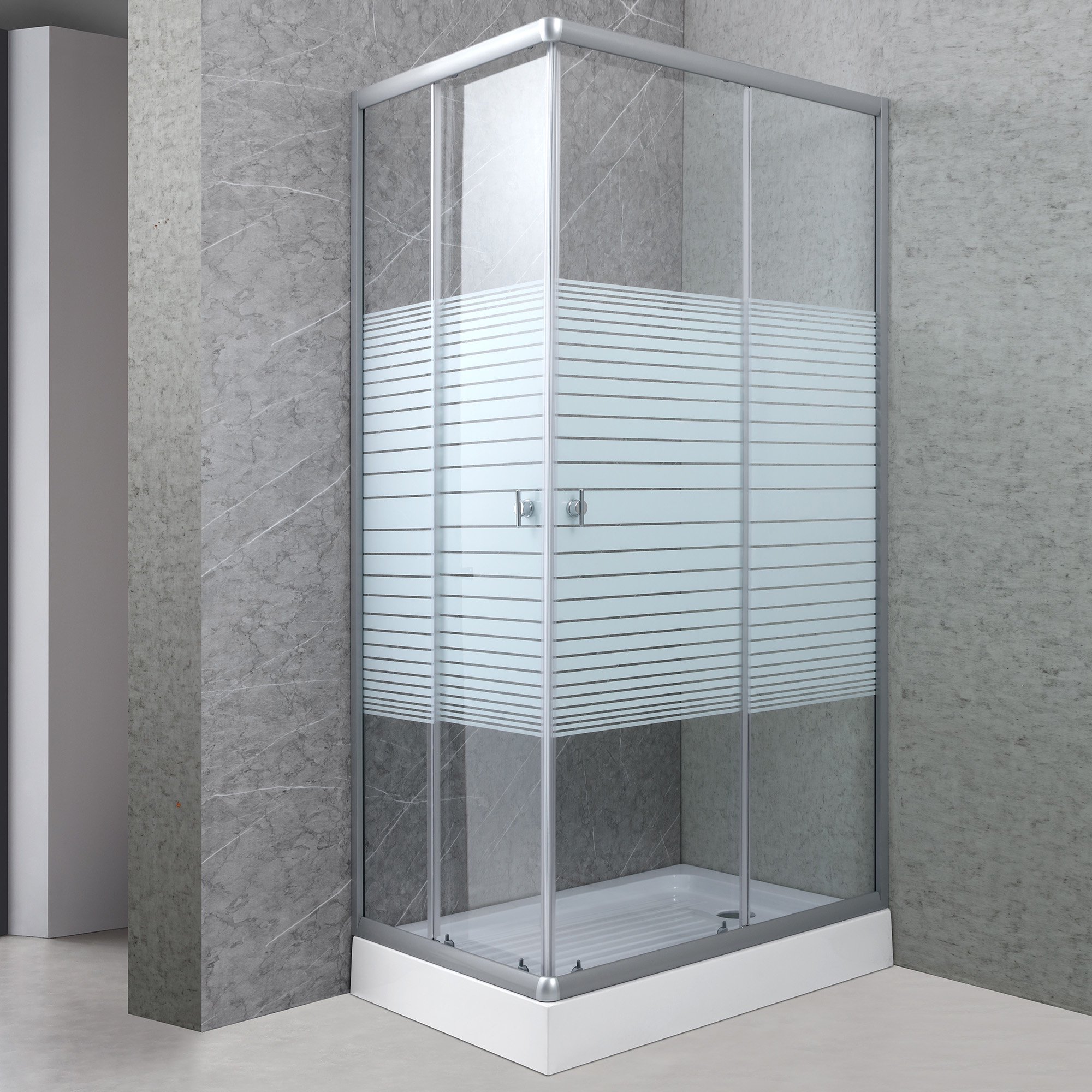 Joytek - Shower Rectangular Strava Blanco 100x70cm Con Receptáculo