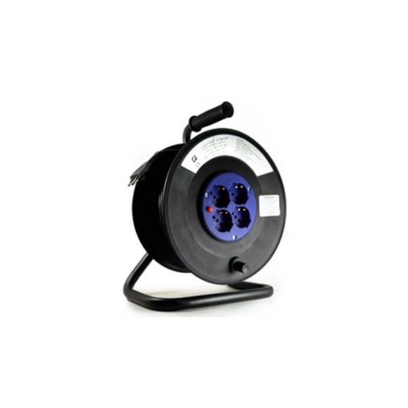 Alargador Carrete Industrial 16A250V 4 Posiciones 20 Metros negro