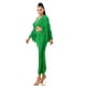 thumbnail image 3 of Conjunto De Blusa De Manga Larga Con Cuello En V Y Falda Con Cintura Elástica Larga Desgastada Verde (para Mujer), 3 of 4