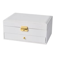 Magideal - Caja De Almacenamiento De Joyas Con Espejo De Cajón Compartimentos Extraíbles Titular Organizador Vitrina Para Pulseras Espárragos Para Mujeres 4 Ganc , Blanco