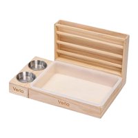 Magideal - Comedero De Para Conejos Con 2 Cuencos Y Caja De Arena. Comedero De Madera 3 En 1 Para Conejos. Comedero Portátil Para Conejillos De Indias, Chin