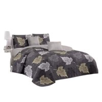 Genérico - Cubrecama Quilt Verano 1.5 Plazas - Gris Hojas Otoñales Kfl583