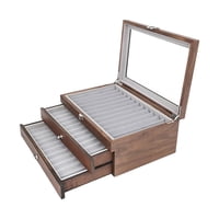 Magideal - Caja Expositora De Bolígrafos De Madera De 3 Capas, Estuche De Exposición Para Bolígrafos, Organización De Lápices Para El Hogar, Protectora Con Vista Marrón Oscuro