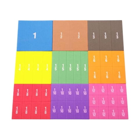 Bothyi - 51 Uds. Bloques De Fracciones, Materiales Matemáticos Para Niños, Herramientas De Enseñanza, Juguetes Montessori