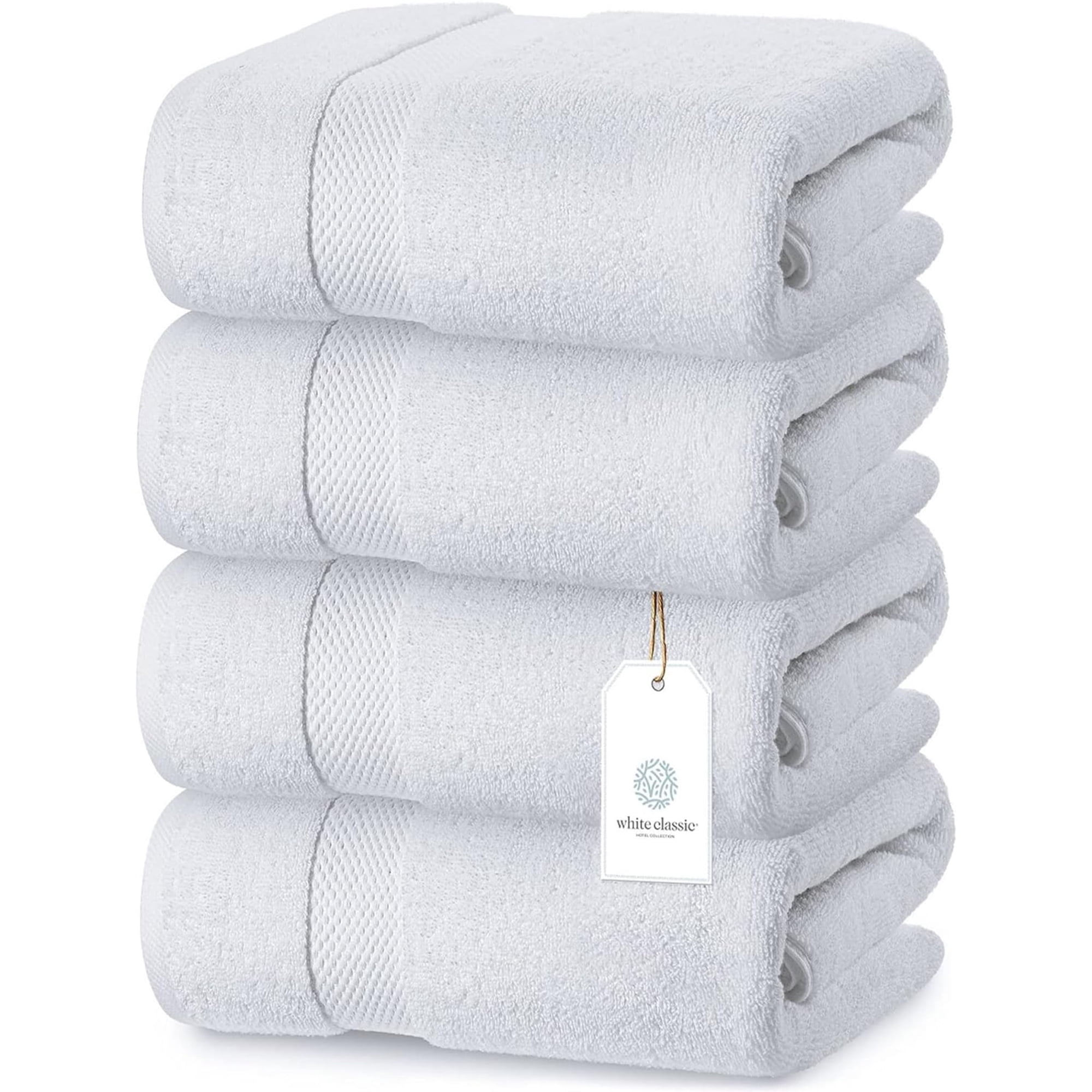 White Classic - Juego De Toallas De Baño, Color Blanco, Clásico, Lujoso, 700 G/m², Algodón, 4 Unidades