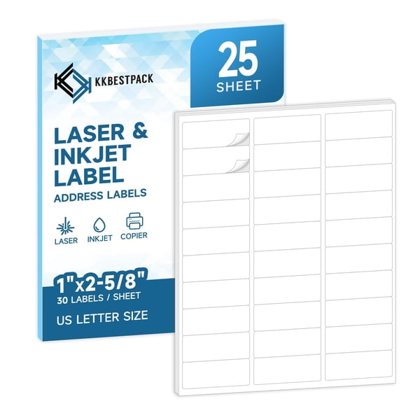 Etiquetas de dirección KKBESTPACK 750, etiquetas láser o inyección de tinta para correo de 1 x 2.6 p