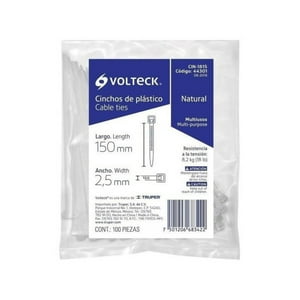 Volteck - Amarras Plásticas Transparente 2.5X150Mm 100Un