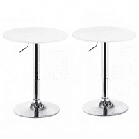 Moboi - Pack 2 Mesas Bar Centro Altura Regulable 60Cm Diámetro Blanca