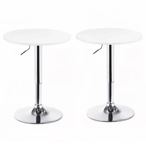 Moboi - Pack 2 Mesas Bar Centro Altura Regulable 60Cm Diámetro Blanca