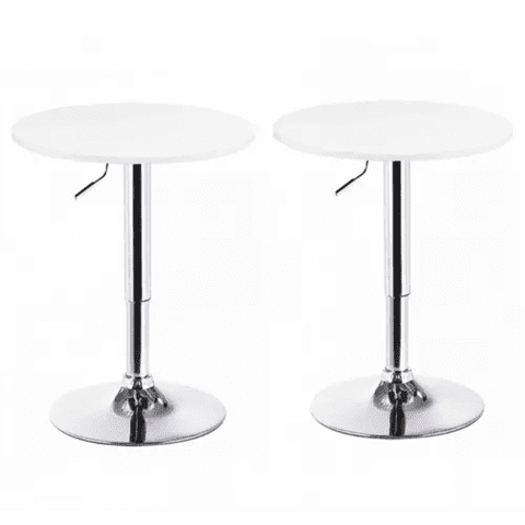 Moboi - Pack 2 Mesas Bar Centro Altura Regulable 60Cm Diámetro Blanca