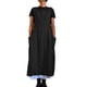 thumbnail image 1 of Vestido informal holgado de lino y algodón para mujer, con tirantes largos, estilo pichi, con bolsillos, 1 of 5