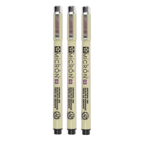 Fineliners Pigma Sakura Micron 0.3 Mm Negro Paquete De 3