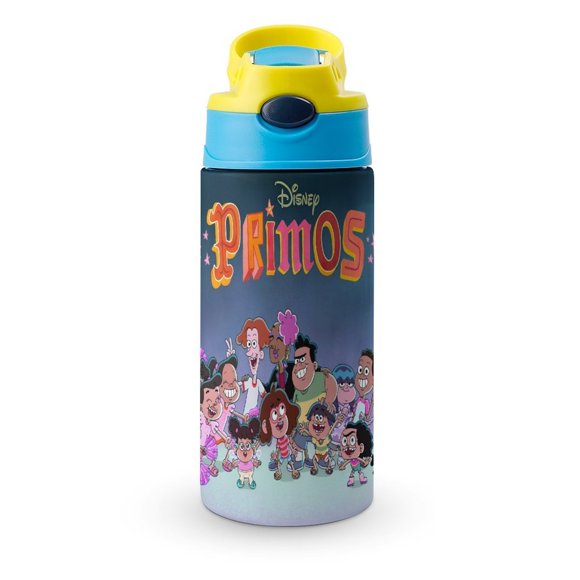 Primos Botella de Agua con Tapa Pop Top de Un Toque, Acero Inoxidable, a Prueba de Fugas, para Deportes, Botella Infantil azul 12 oz