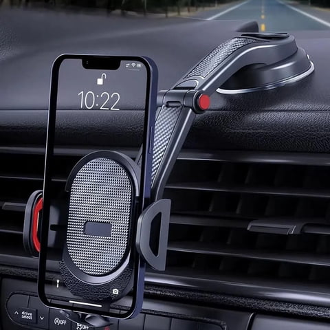 Genérico - Soporte Para Teléfono De Coche - Soporte Universal Para Smartphones De 4.5-6.7 Pulgadas, Soporte Giratorio Para Parabrisas/Salpicadero Compatible Con Iphone 15/14/13/12/11-Negro