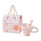 thumbnail image 2 of 2 Piezas Taza de Café Taza de Cacao Taza de Flores Vaso de Cerámica con Cuchara de Cerámica Robusta Y Diseño Floral Adecuado para Regalos de Cumpleañ Rosa, 2 of 5