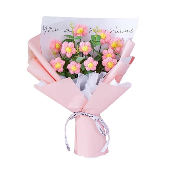 Ramo De Flores De Ganchillo Flores De Imitación Para El Día De San Valentín Aniversario Boda Rosa