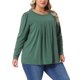 thumbnail image 4 of Agnes Orinda Ropa de Halloween para Mujeres de Talla Grande Blusas de Manga Larga Elegantes con Cuello Redondo Plisado Camisas Sueltas Casuales 2X Verde, 4 of 5