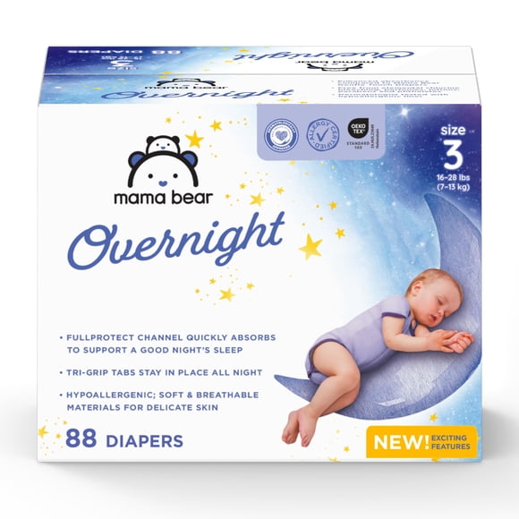 Pañales para Bebé Mama Bear Protección Nocturna Talla 3 88 unidades