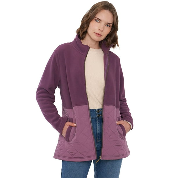 Chaqueta Muler Polar Aplicación Quilt Morado Corona