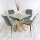 thumbnail image 1 of JUEGO DE COMEDOR DORADO 120CM + 4 SILLAS CAPITONE GRIS, 1 of 1
