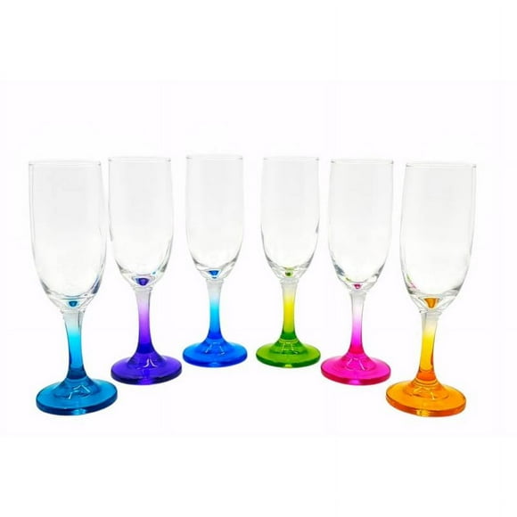 CRISTAR SET 6 COPAS FLUTE VERSALLES PIE COLOR.