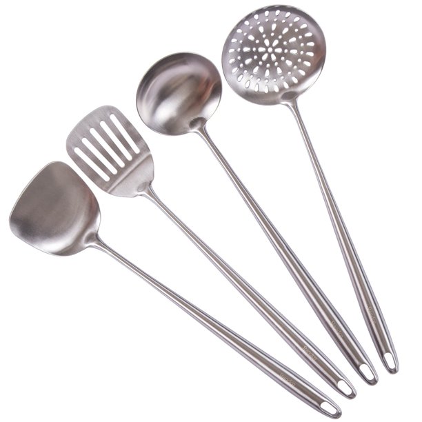 Juego de utensilios de cocina Standcn, espátula de trabajo de 17 pulgadas, cucharón, 4 unidades
