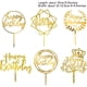 thumbnail image 3 of Paquete de 6 adornos para tartas de feliz cumpleaños, adornos acrílicos dorados para cupcakes, para diversas decoraciones de fiesta de cumpleaños., 3 of 7