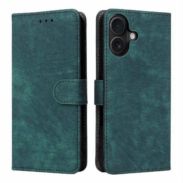 Funda Billetera para iPhone 17 con Soporte - Cartera de Cuero con Ranuras Verde