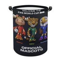 Desmarcar - Fifa Cesta De Lavandería De Gran Capacidad Redonda Con Asa, Bolsa Para Ropa Sucia Plegable, Almacenamiento Para Dormitorio, Baño Y Lavadero 44X35 Cm