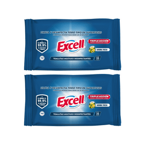 Pack 2 Toallitas Desinfectantes Excell 70 Unidades En Total