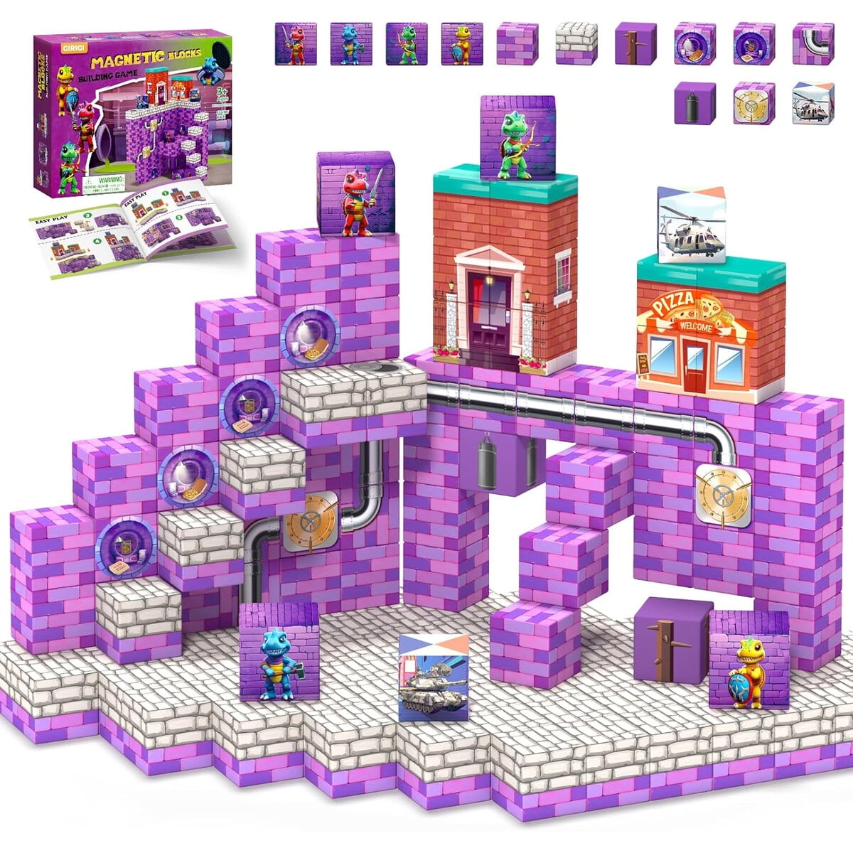 Bloques Magnaticos Girigi 48pcs Dinosaurios Juguete Stem