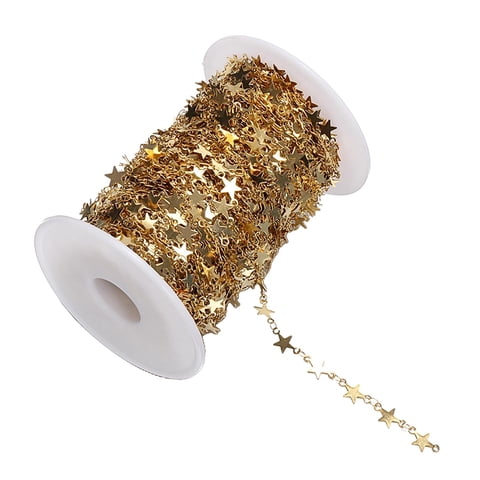 Magideal - Cadenas De Eslabones De Estrella, Cadena Envuelta En Alambre De Acero Inoxidable A Granel Para Manualidades, Pulseras, Suministros De Joyería, Decorac Dorado